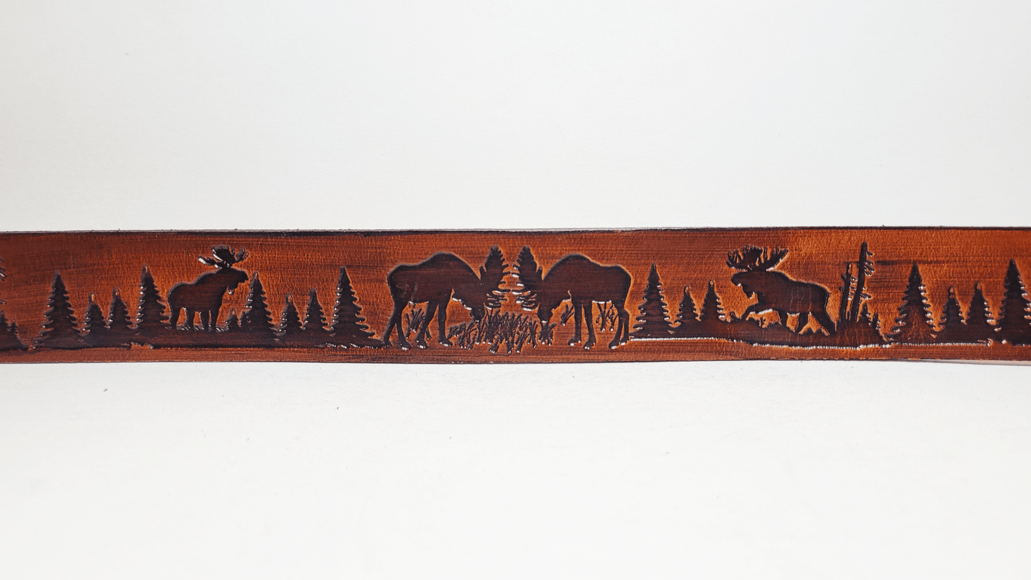 Handmade Embossed Buffalo Leather Belt - Buffalo Artisanal - C-102