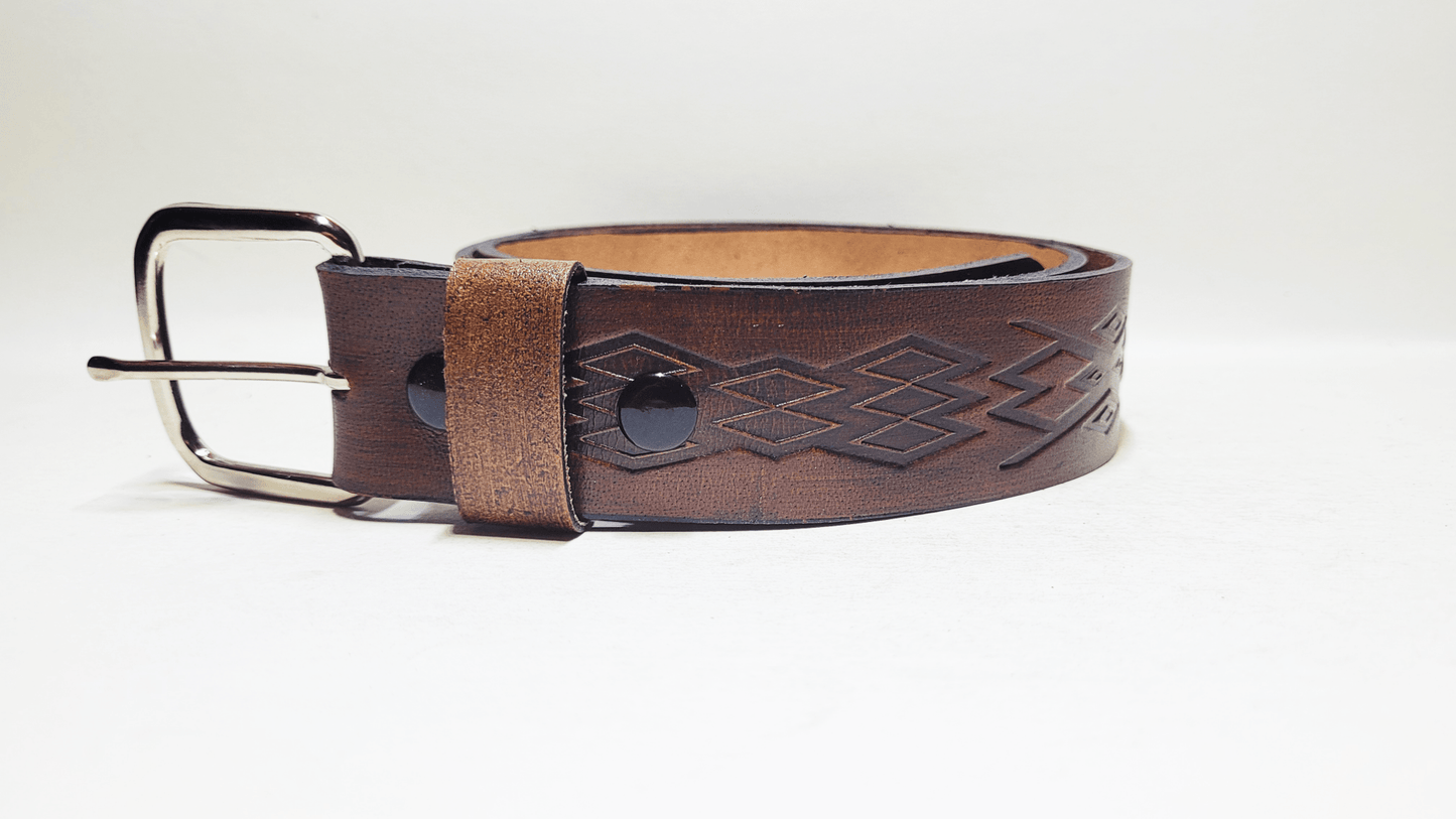 Handmade Embossed Buffalo Leather Belt - Buffalo Artisanal - C-260