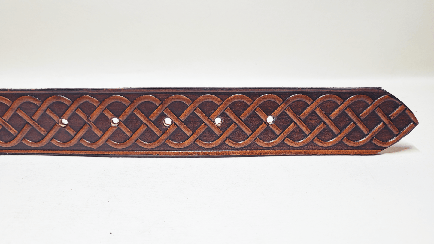 Handmade Embossed Buffalo Leather Belt - Buffalo Artisanal - C-257