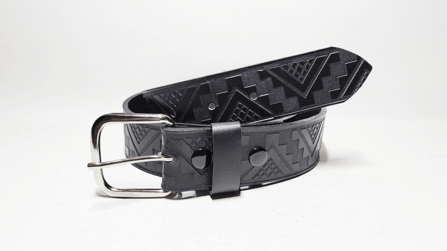 Handmade Embossed Buffalo Leather Belt - Buffalo Artisanal - C-239