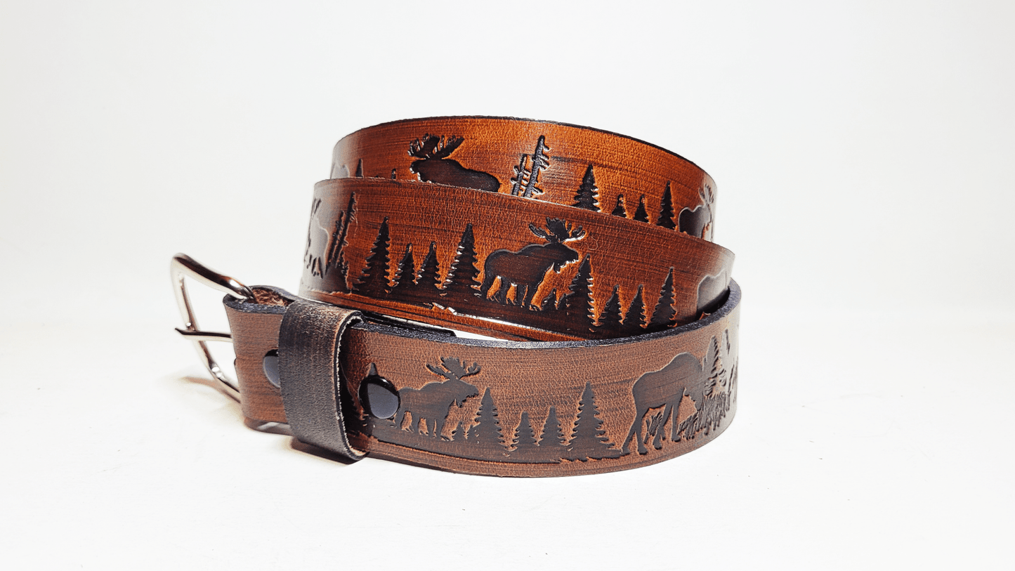 Handmade Embossed Buffalo Leather Belt - Buffalo Artisanal - C-102
