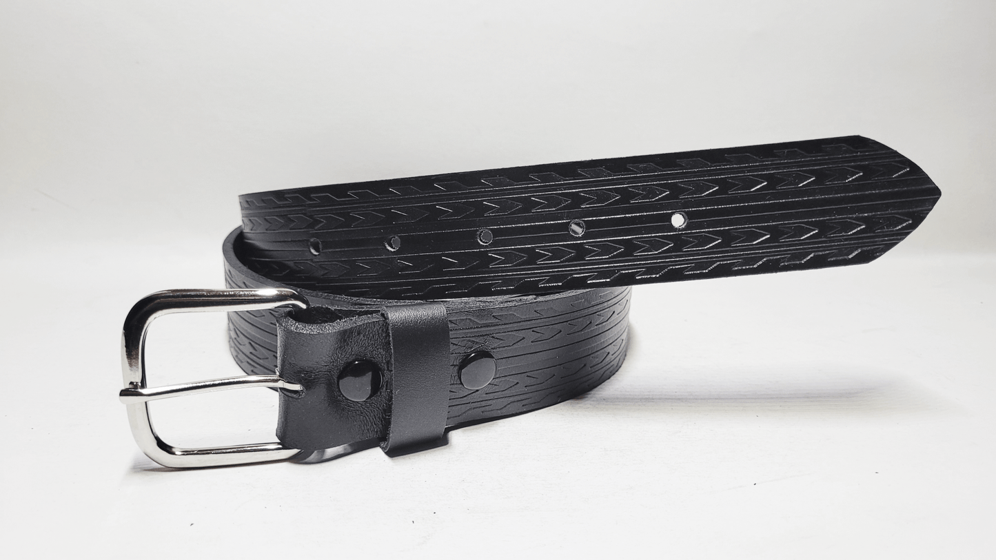 Handmade Embossed Buffalo Leather Belt - Buffalo Artisanal - C-258