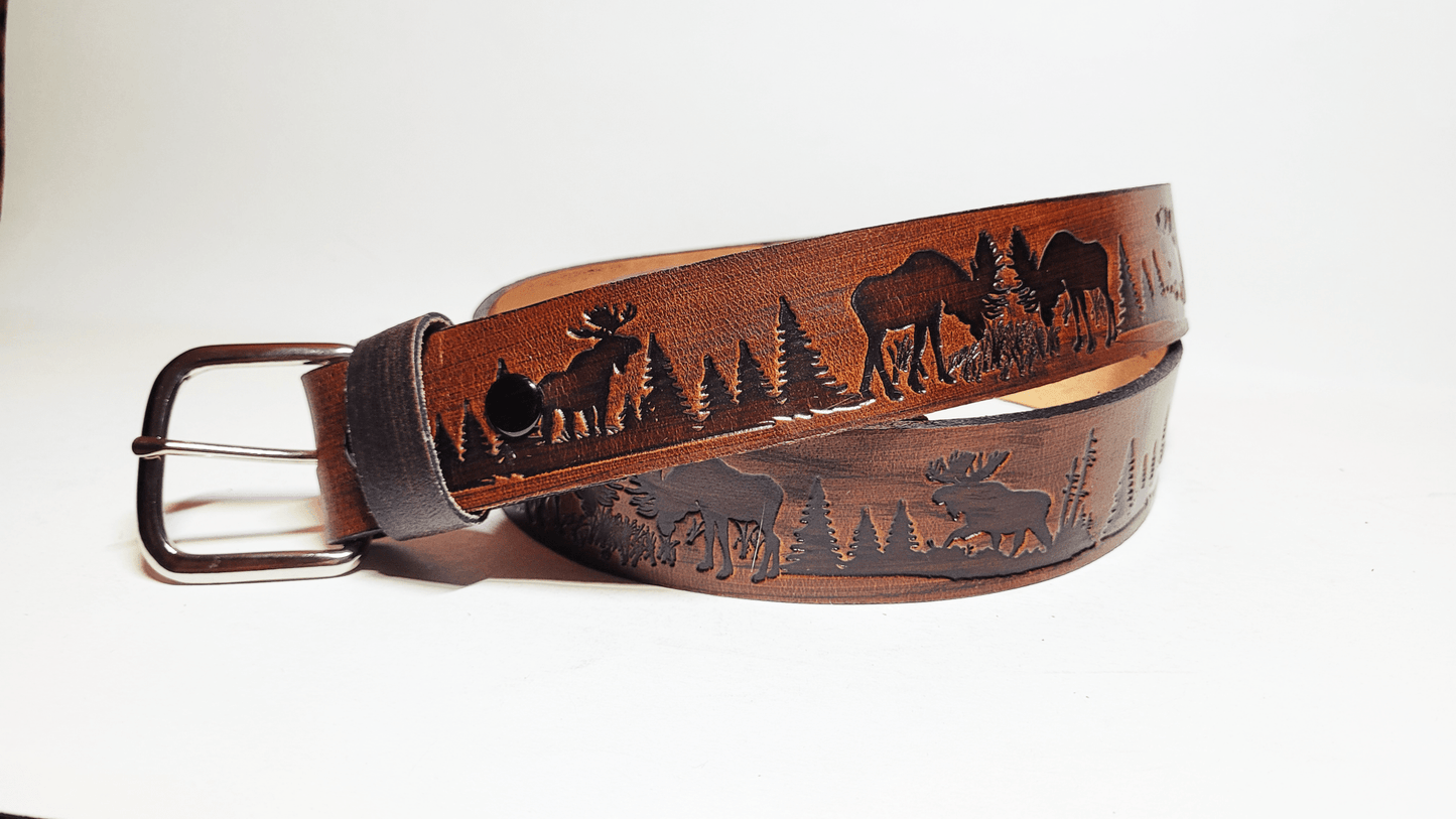 Handmade Embossed Buffalo Leather Belt - Buffalo Artisanal - C-102