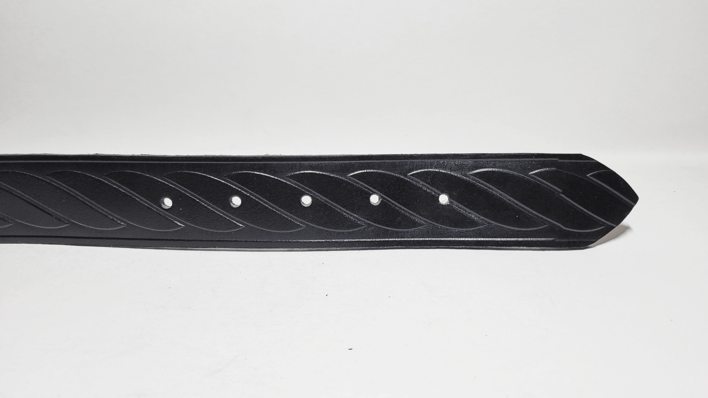 Handmade Embossed Buffalo Leather Belt - Buffalo Artisanal - C-247black