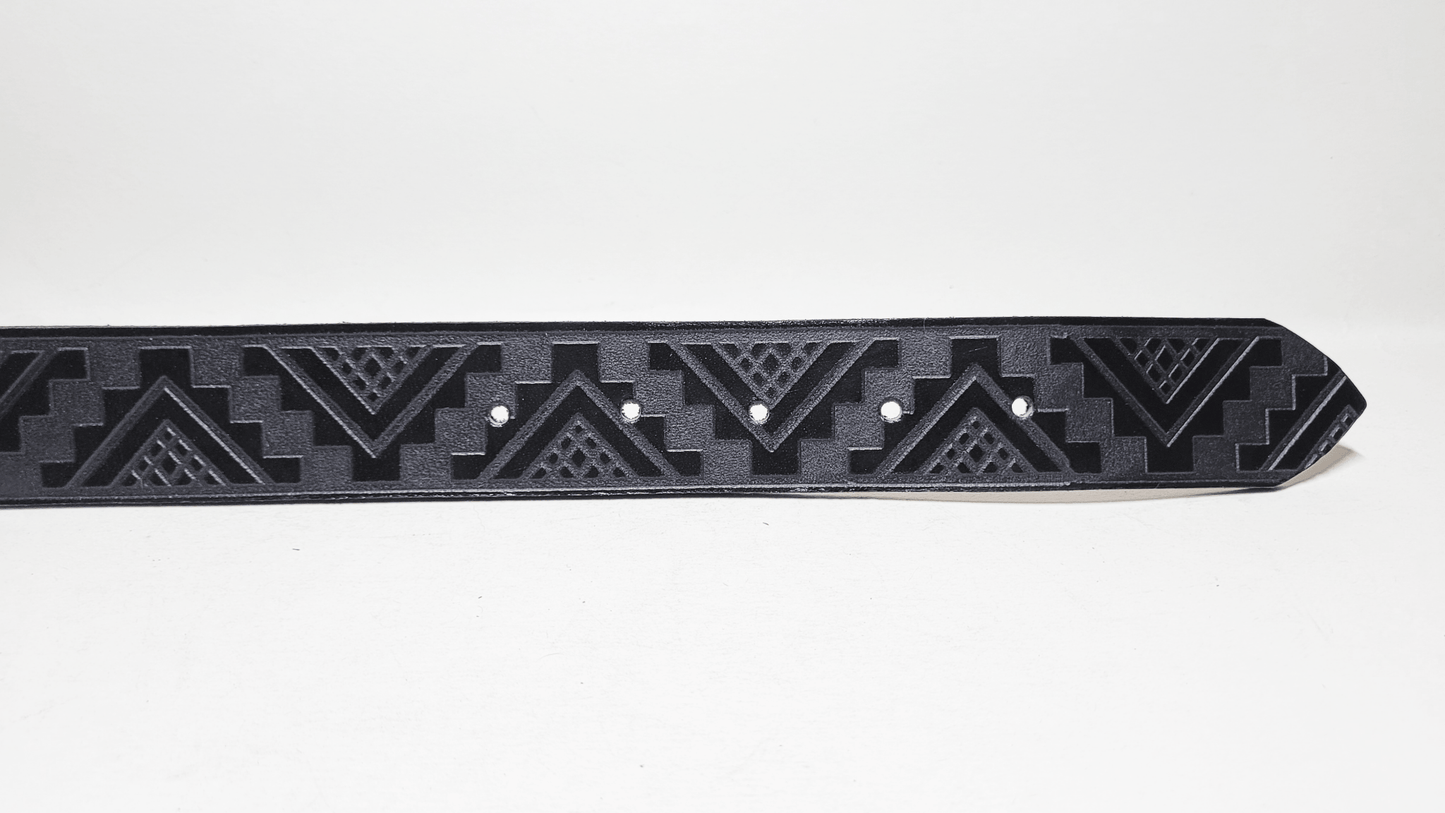 Handmade Embossed Buffalo Leather Belt - Buffalo Artisanal - C-239