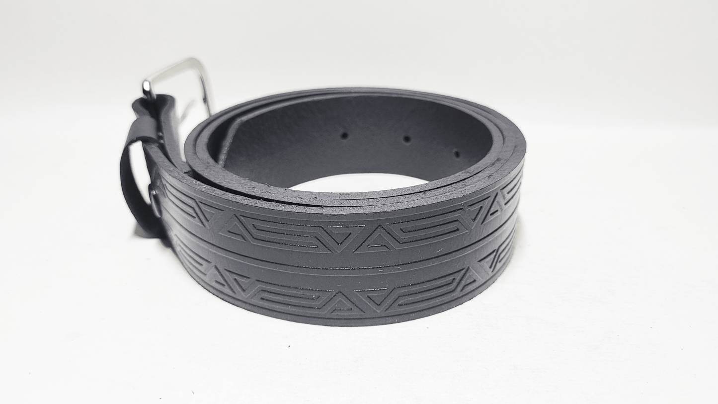 Handmade Embossed Buffalo Leather Belt - Buffalo Artisanal - C-263