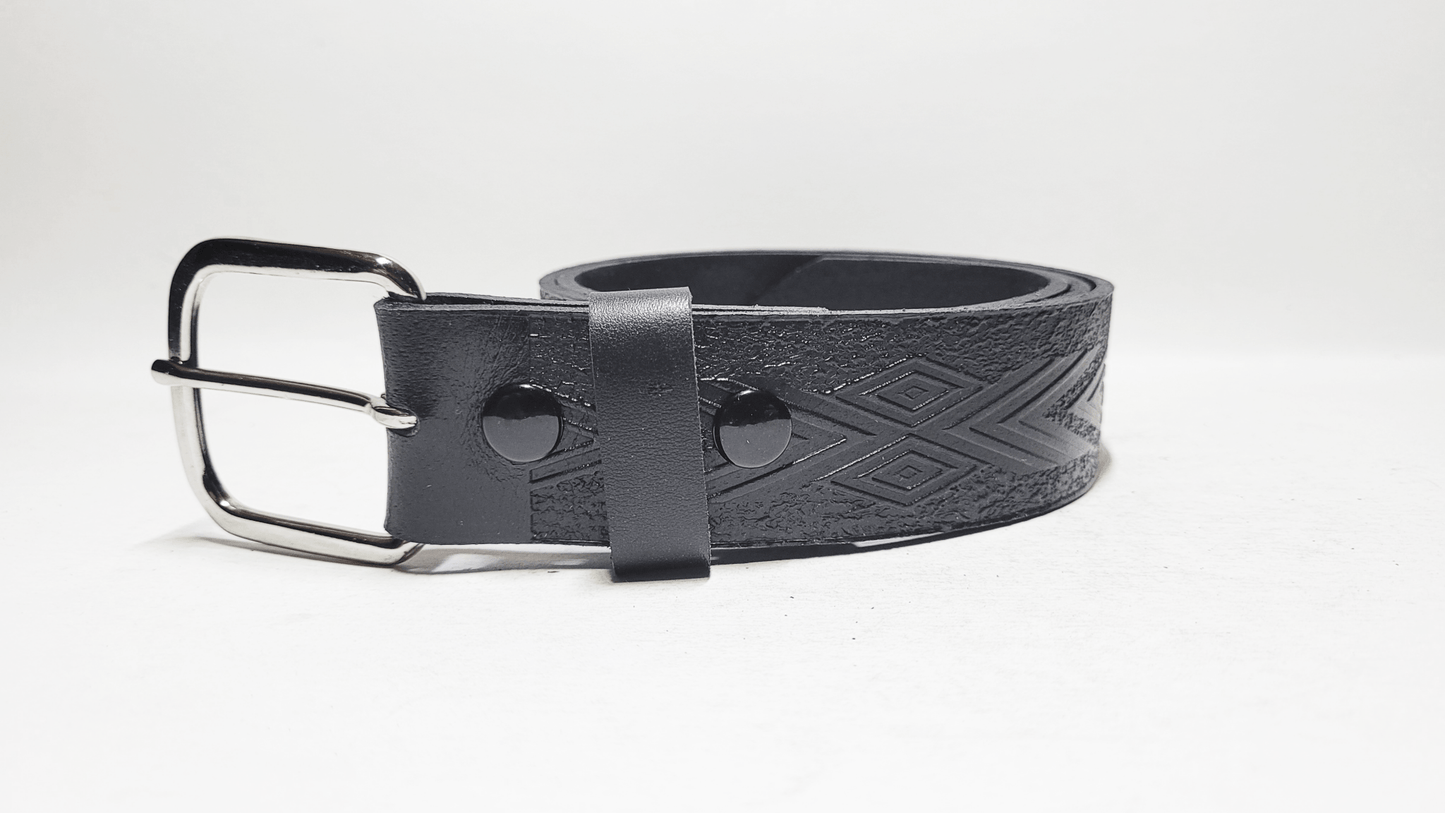 Handmade Embossed Buffalo Leather Belt - Buffalo Artisanal - C-259