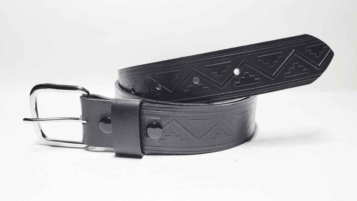 Handmade Embossed Buffalo Leather Belt - Buffalo Artisanal - C-256