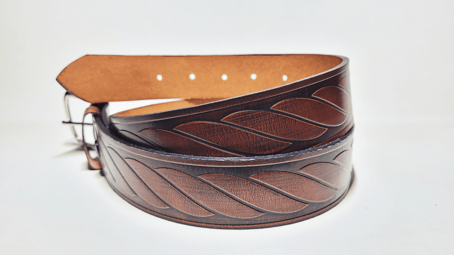 Handmade Embossed Buffalo Leather Belt - Buffalo Artisanal - C-247black