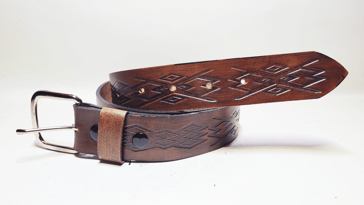 Handmade Embossed Buffalo Leather Belt - Buffalo Artisanal - C-260