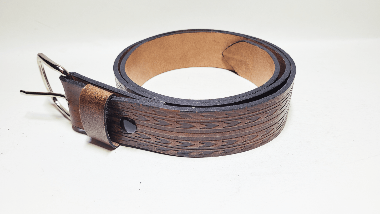 Handmade Embossed Buffalo Leather Belt - Buffalo Artisanal - C-258