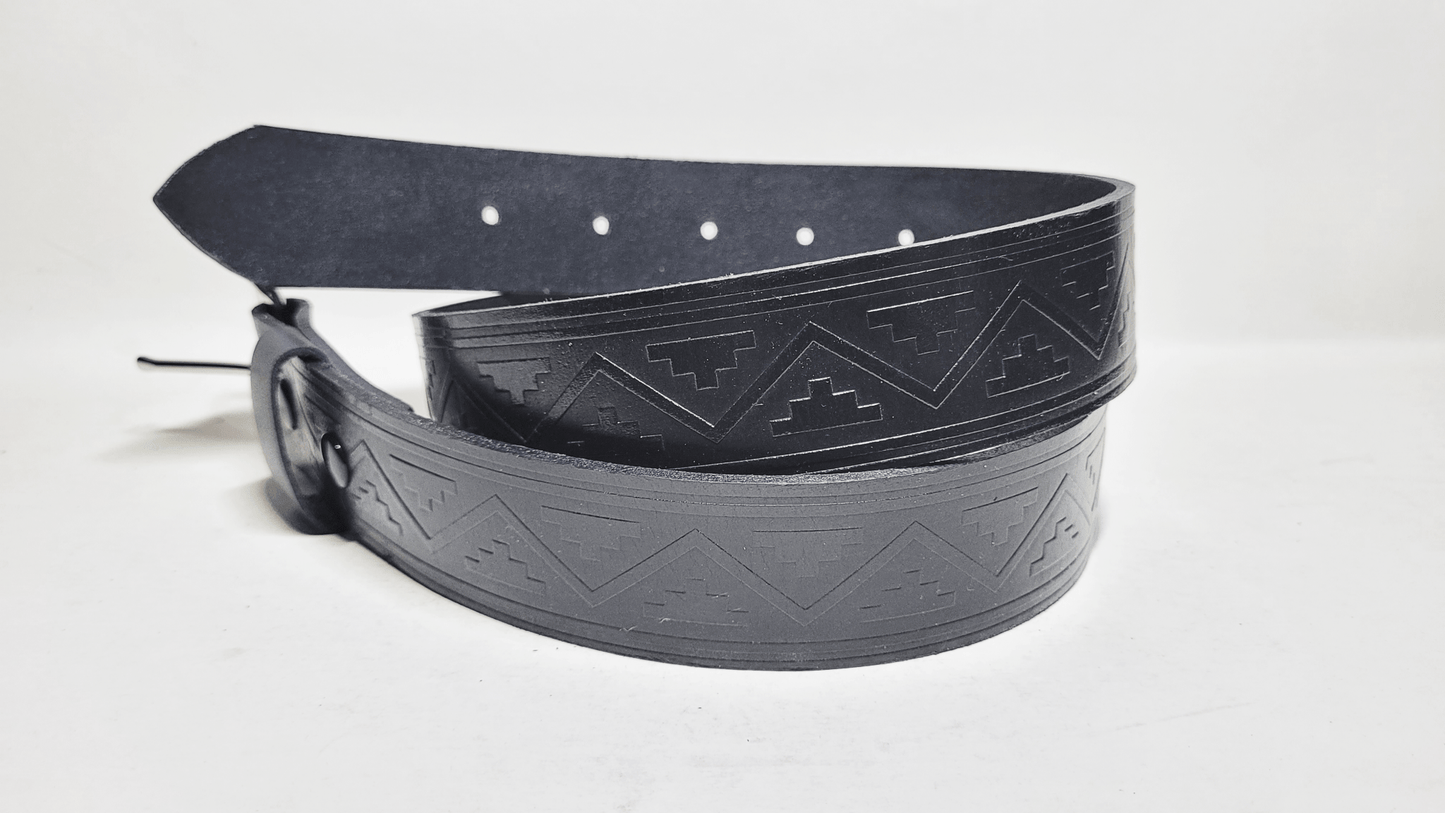 Handmade Embossed Buffalo Leather Belt - Buffalo Artisanal - C-256