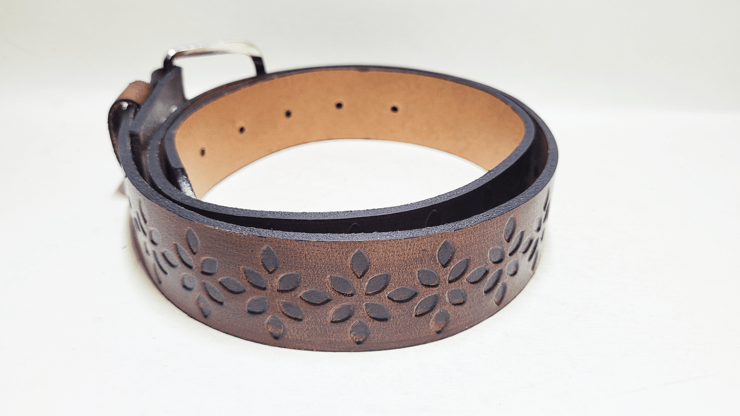 Handmade Embossed Buffalo Leather Belt - Buffalo Artisanal - C-261