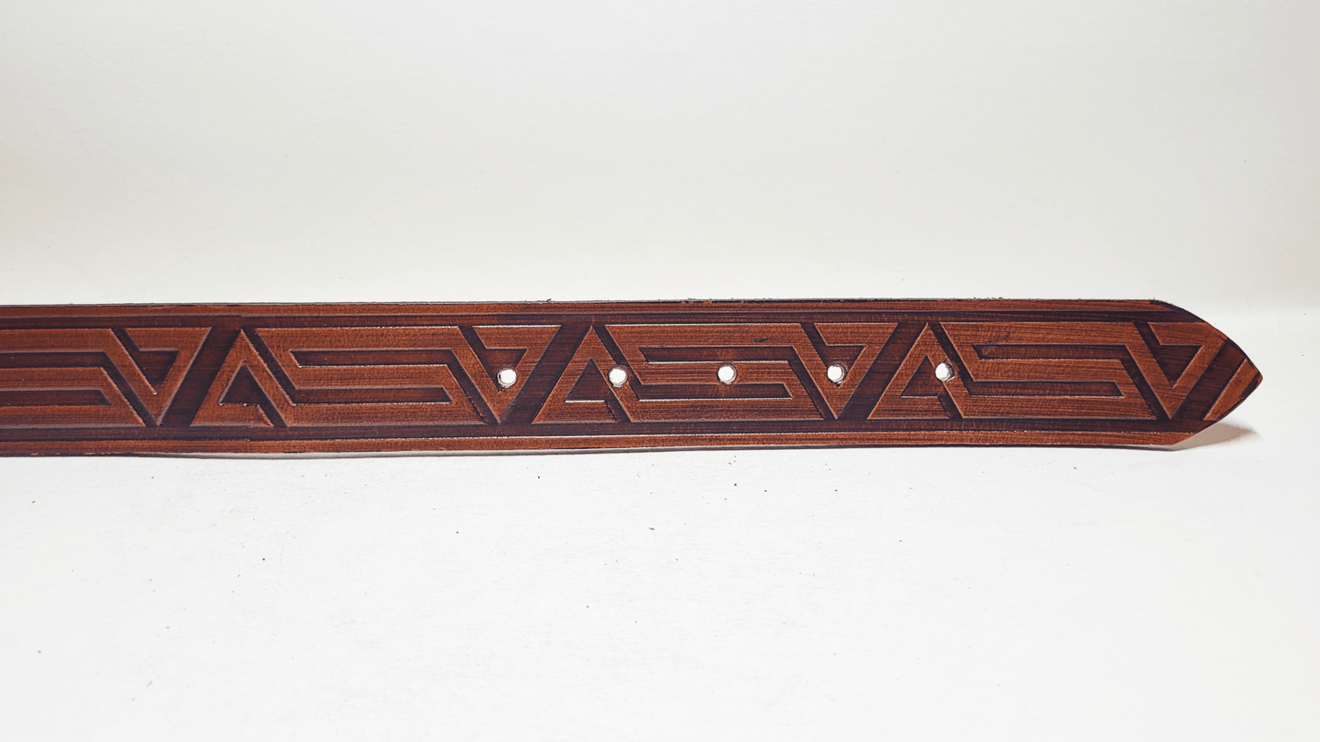 Handmade Embossed Buffalo Leather Belt - Buffalo Artisanal - C-262