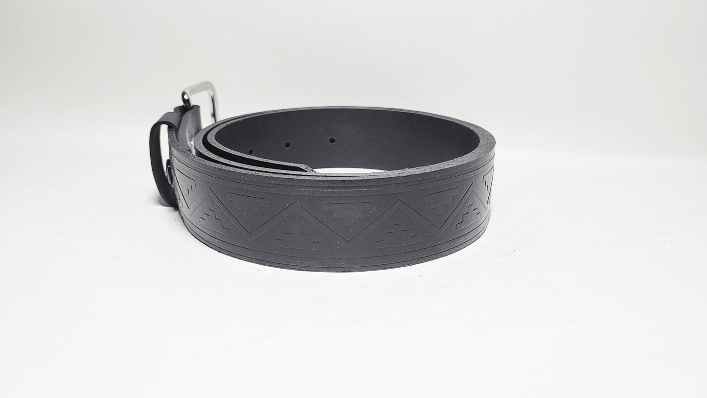 Handmade Embossed Buffalo Leather Belt - Buffalo Artisanal - C-256
