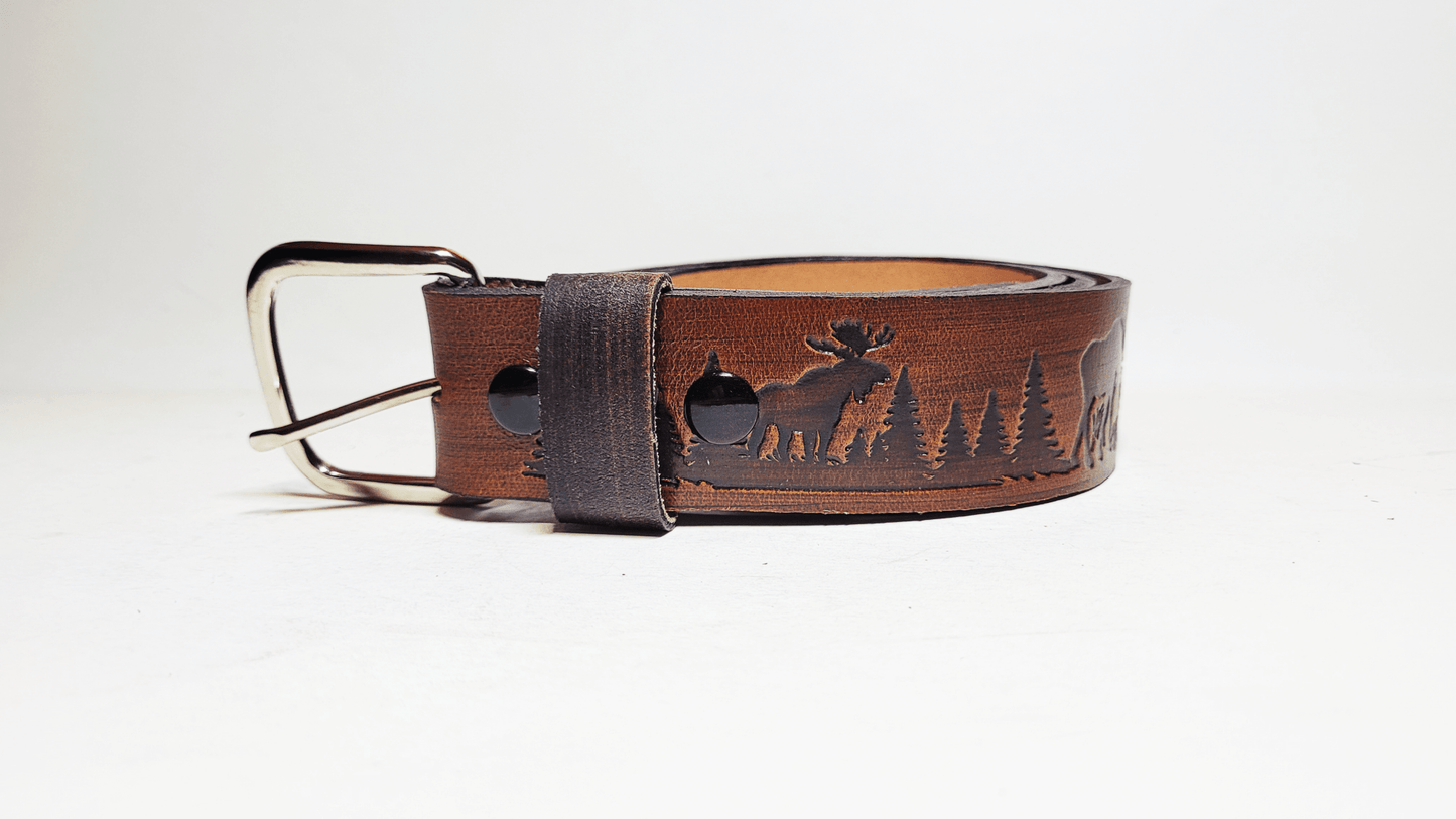 Handmade Embossed Buffalo Leather Belt - Buffalo Artisanal - C-102