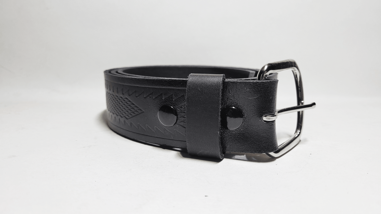 Handmade Embossed Buffalo Leather Belt - Buffalo Artisanal - C-154black