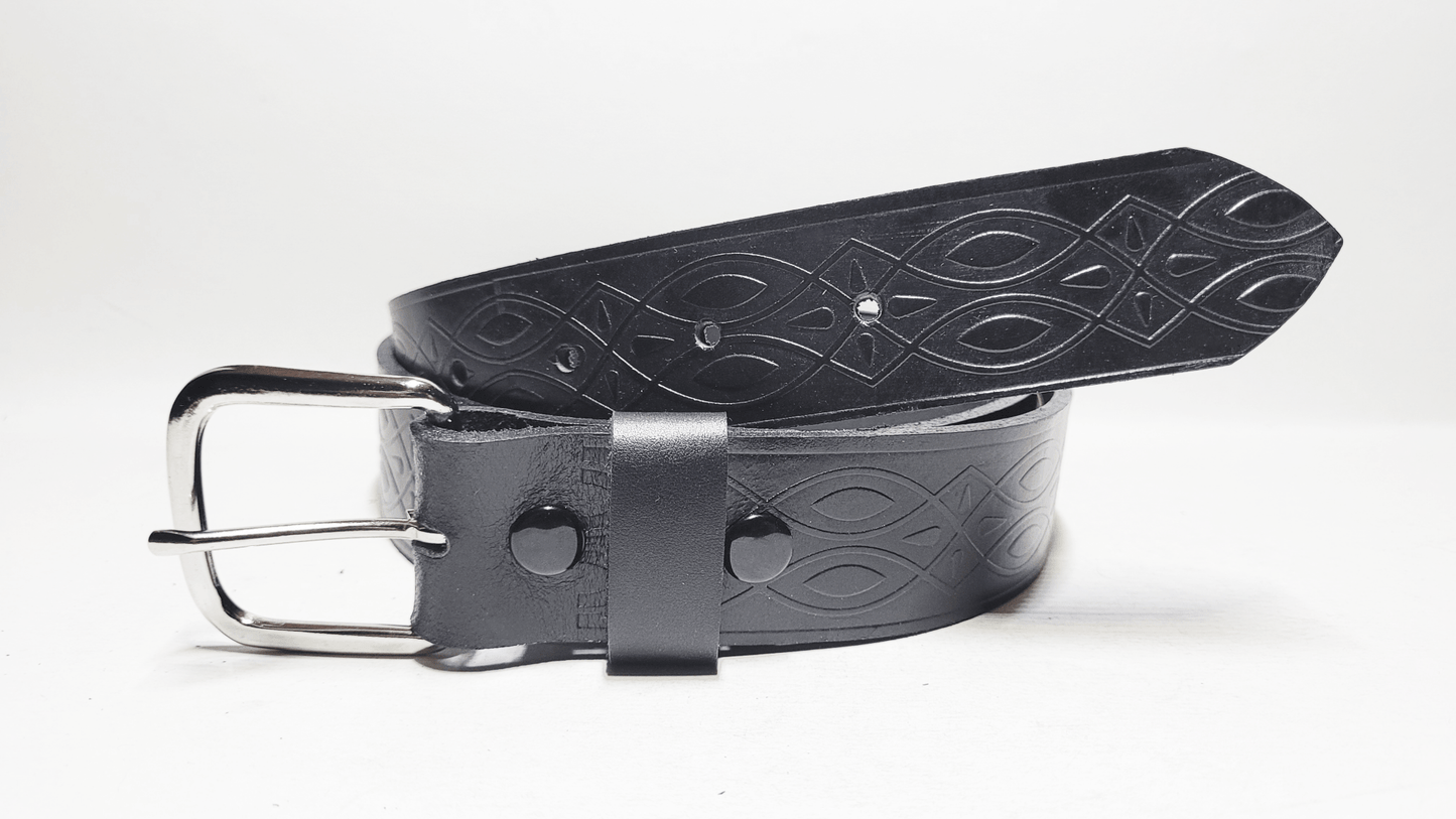 Handmade Embossed Buffalo Leather Belt - Buffalo Artisanal - C-264