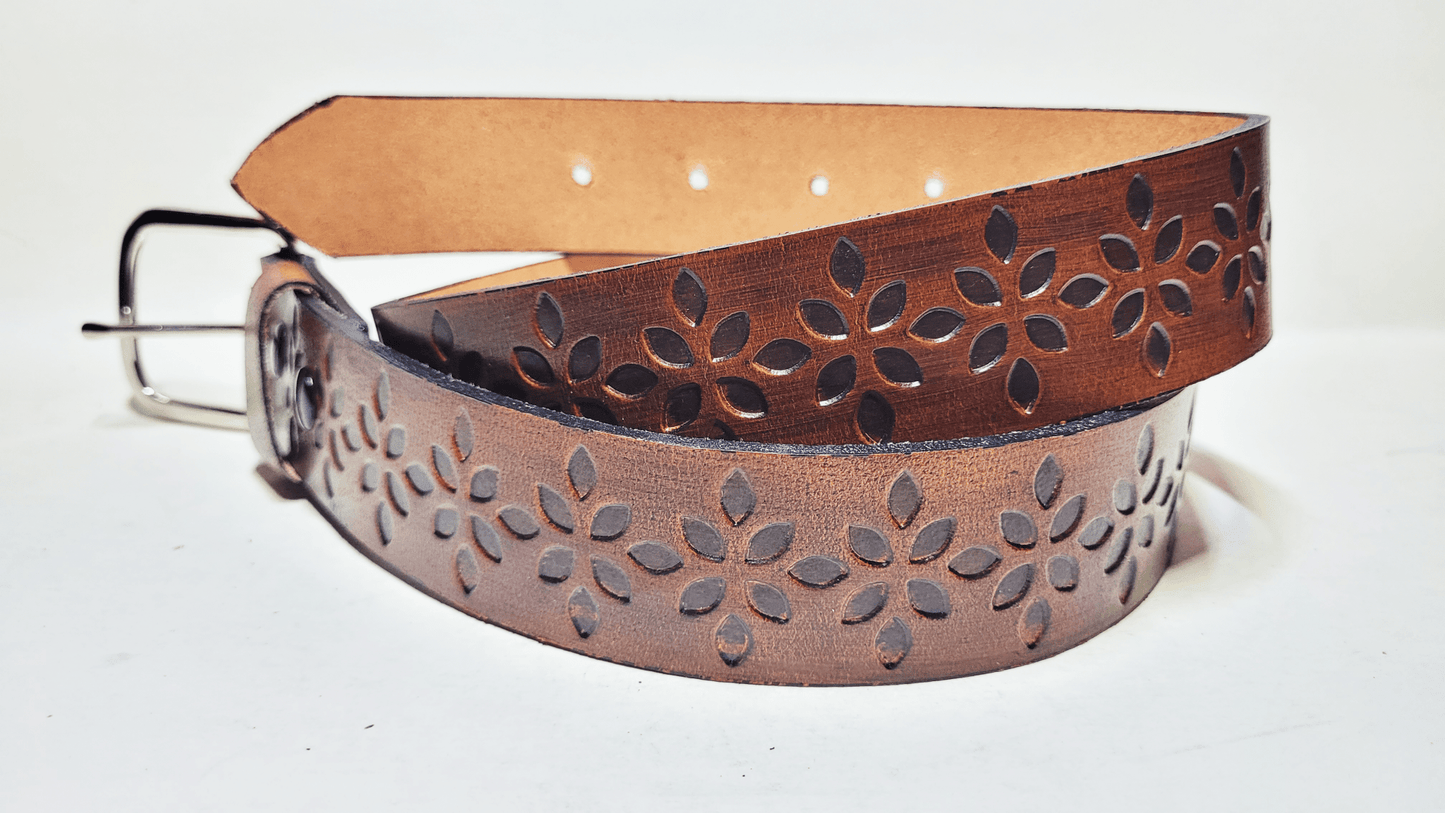 Handmade Embossed Buffalo Leather Belt - Buffalo Artisanal - C-261