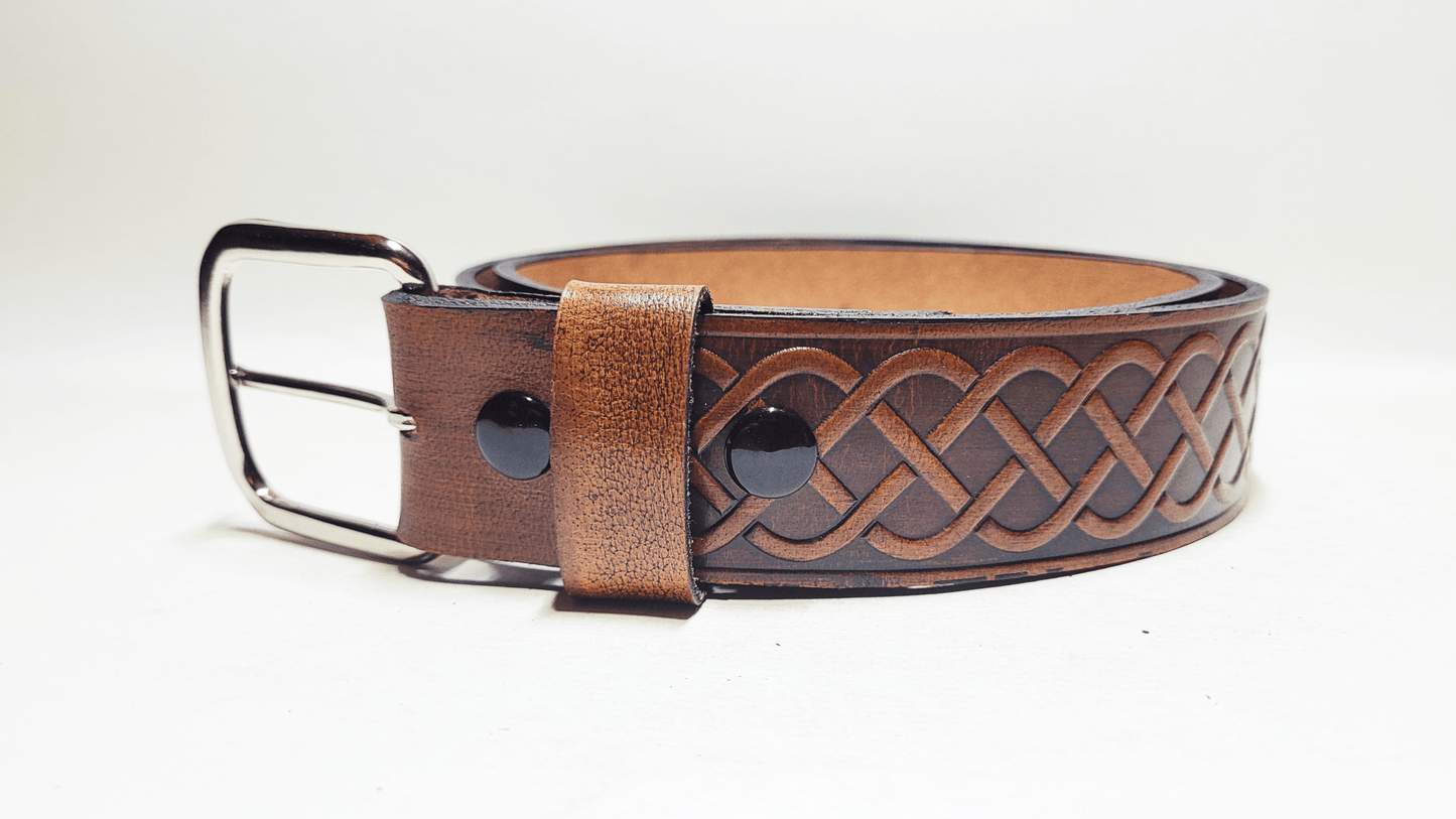 Handmade Embossed Buffalo Leather Belt - Buffalo Artisanal - C-257
