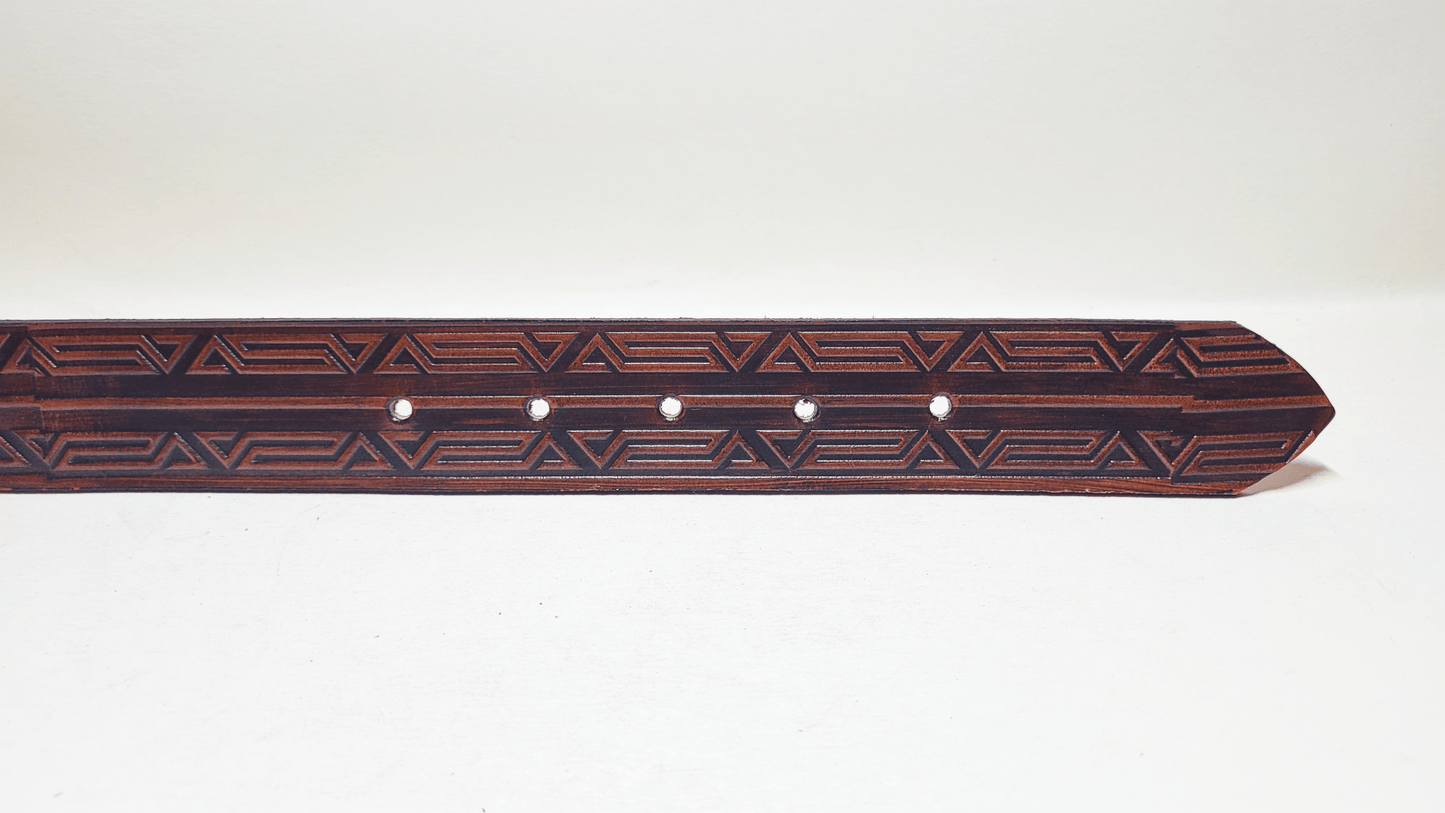 Handmade Embossed Buffalo Leather Belt - Buffalo Artisanal - C-263
