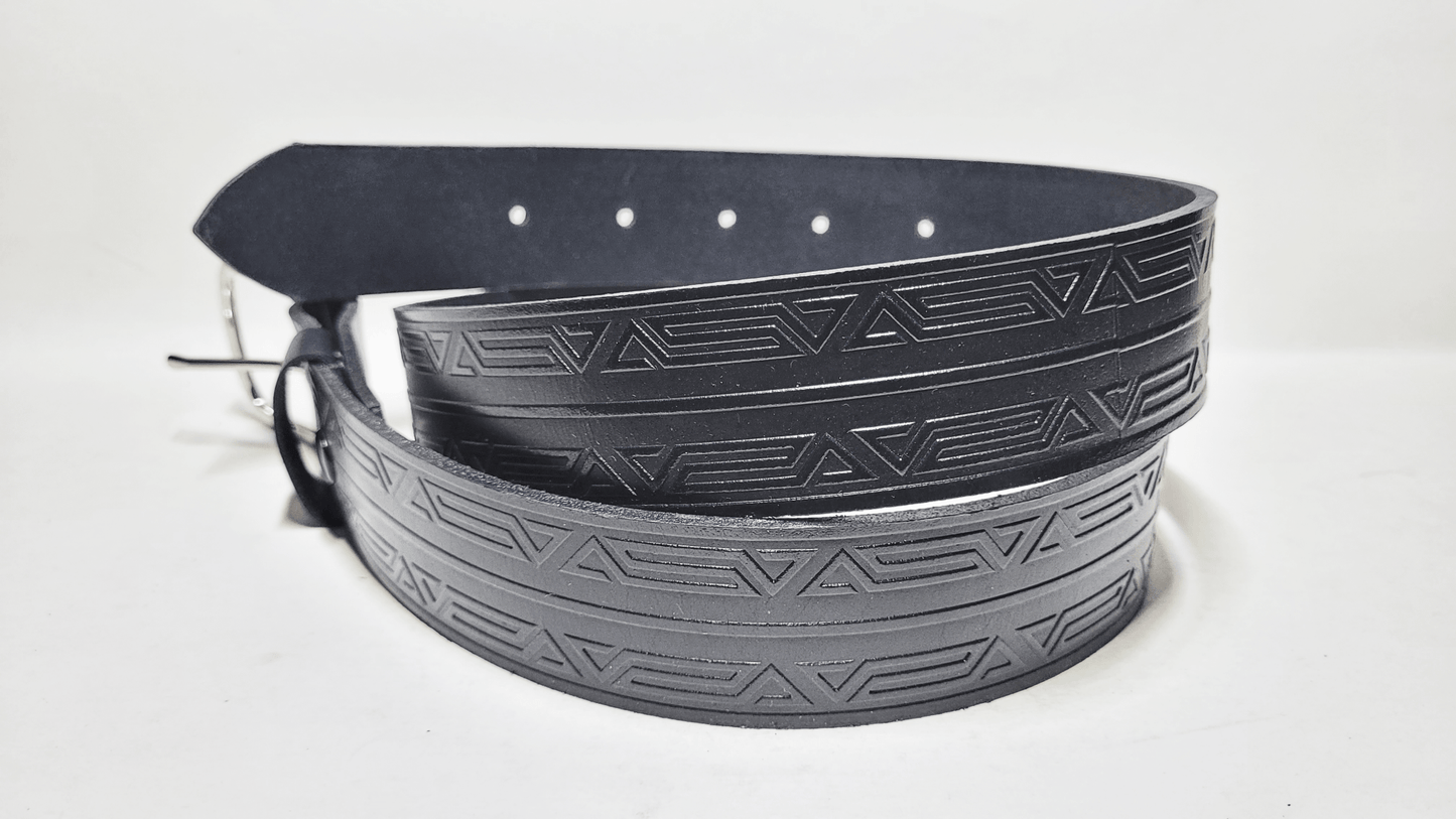 Handmade Embossed Buffalo Leather Belt - Buffalo Artisanal - C-263