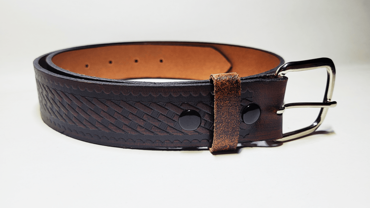 Handmade Embossed Buffalo Leather Belt - Buffalo Artisanal - C-250