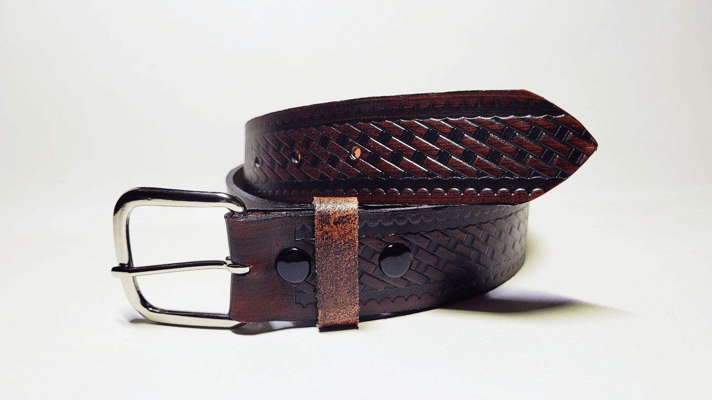 Handmade Embossed Buffalo Leather Belt - Buffalo Artisanal - C-250