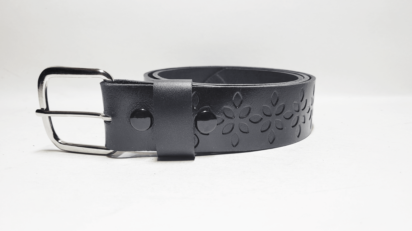 Handmade Embossed Buffalo Leather Belt - Buffalo Artisanal - C-261