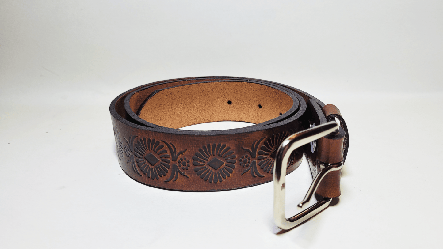 Handmade Embossed Buffalo Leather Belt - Buffalo Artisanal - C-244
