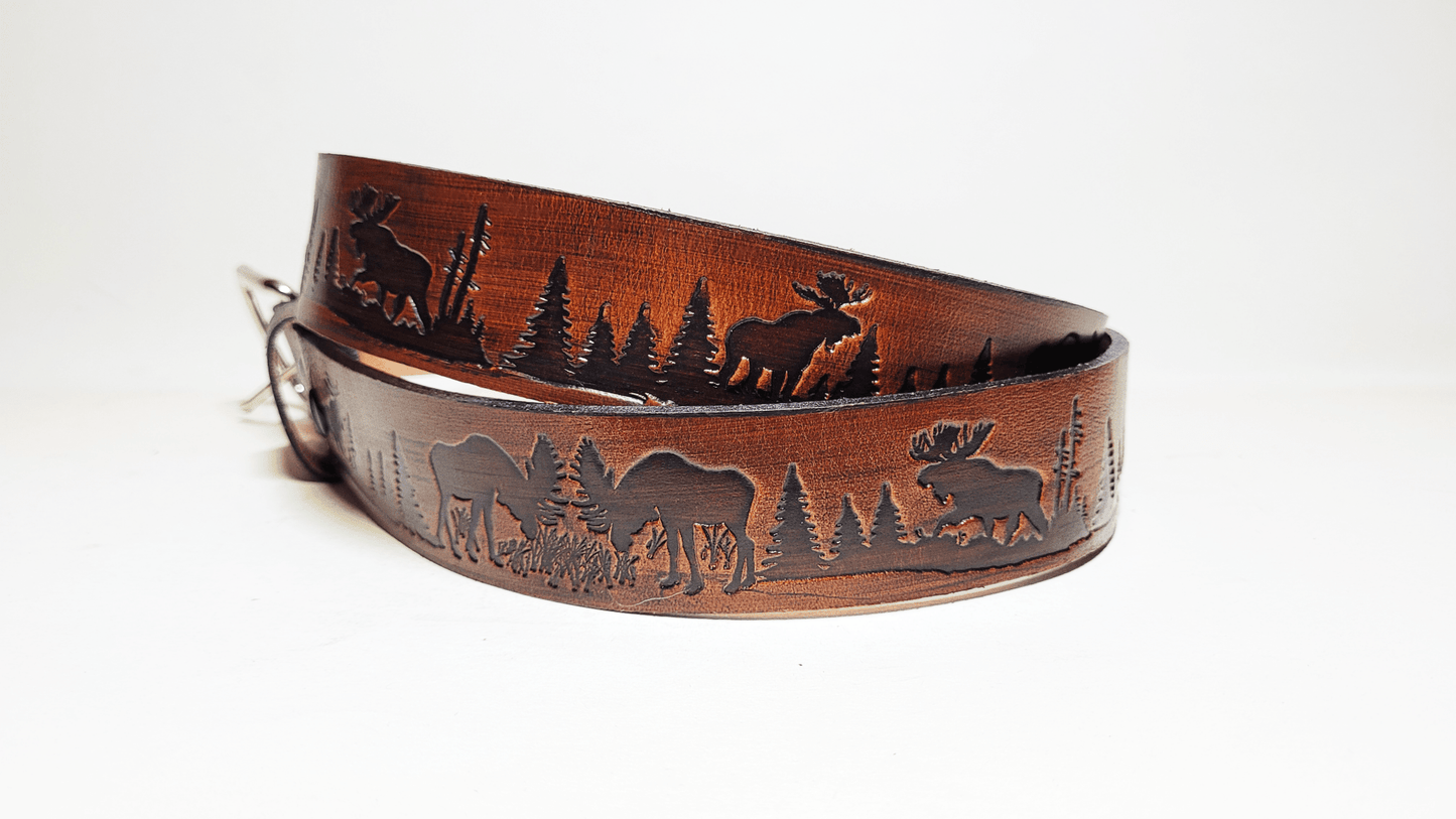 Handmade Embossed Buffalo Leather Belt - Buffalo Artisanal - C-102