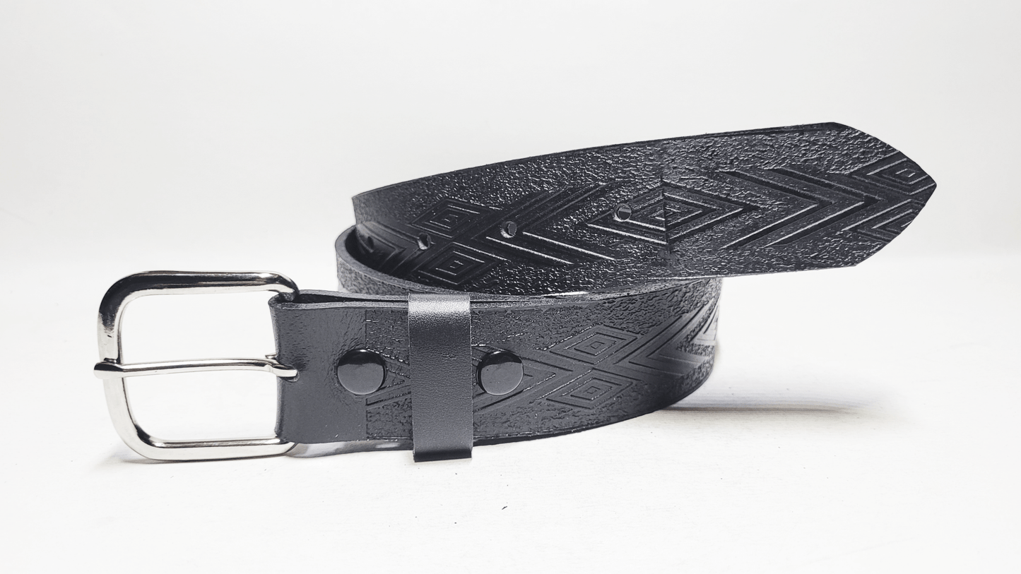 Handmade Embossed Buffalo Leather Belt - Buffalo Artisanal - C-259