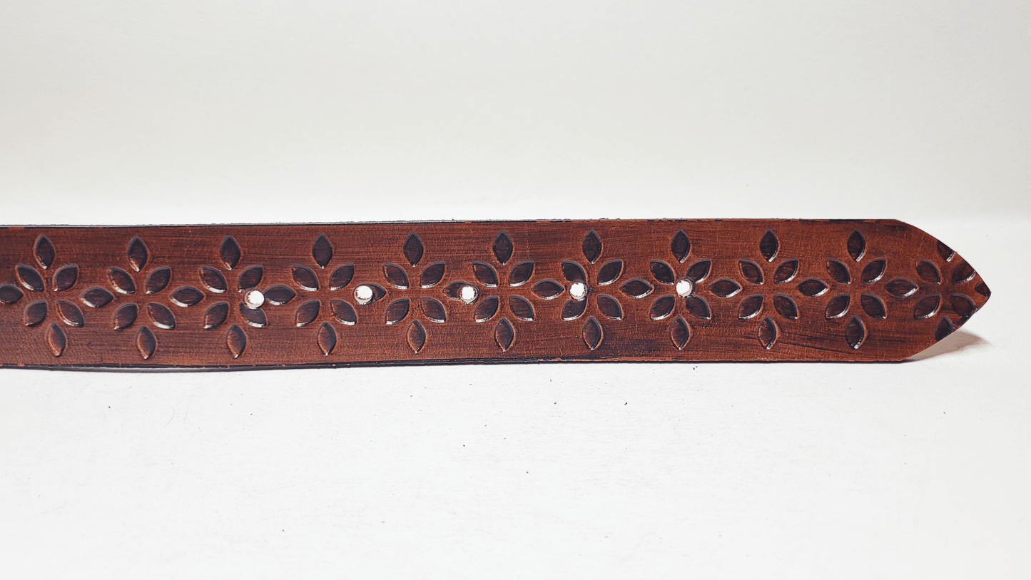 Handmade Embossed Buffalo Leather Belt - Buffalo Artisanal - C-261