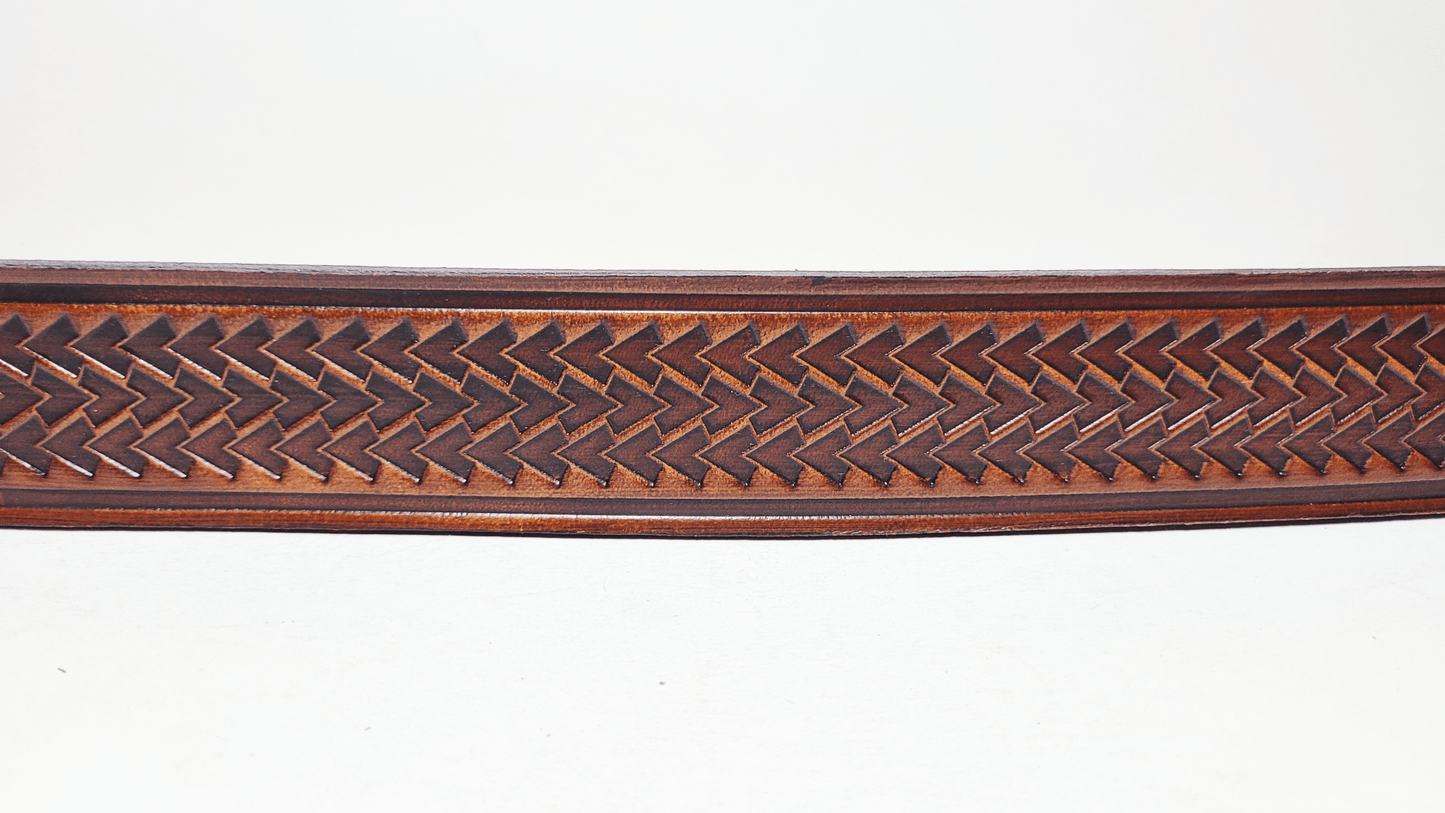 Handmade Embossed Buffalo Leather Belt - Buffalo Artisanal - C-253