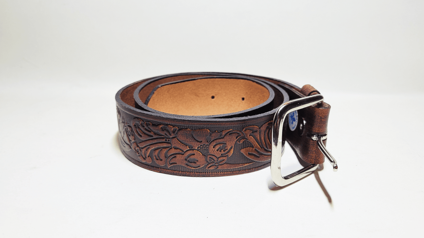 Handmade Embossed Buffalo Leather Belt - Buffalo Artisanal - C-252black