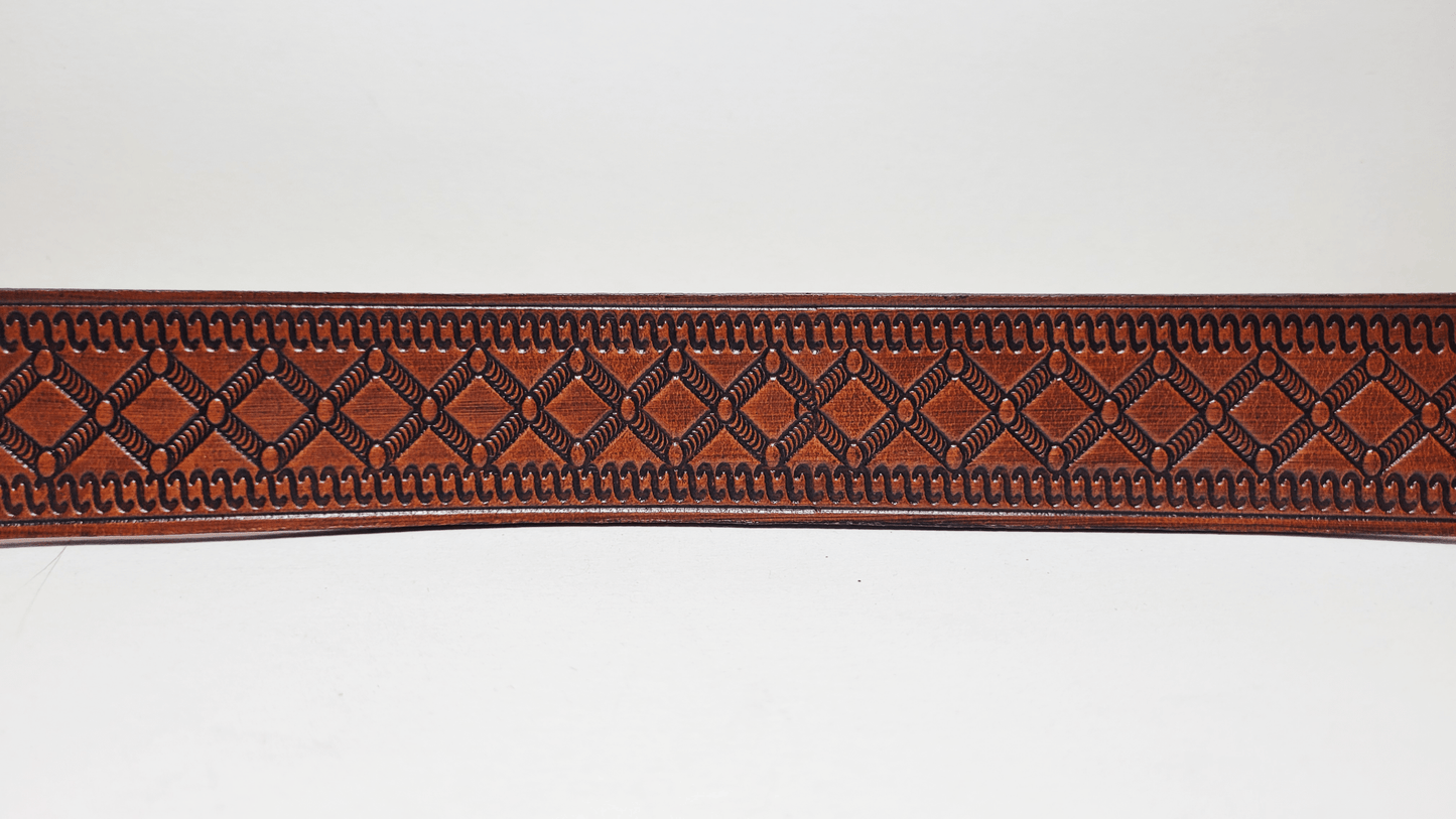 Handmade Embossed Buffalo Leather Belt - Buffalo Artisanal - C-236