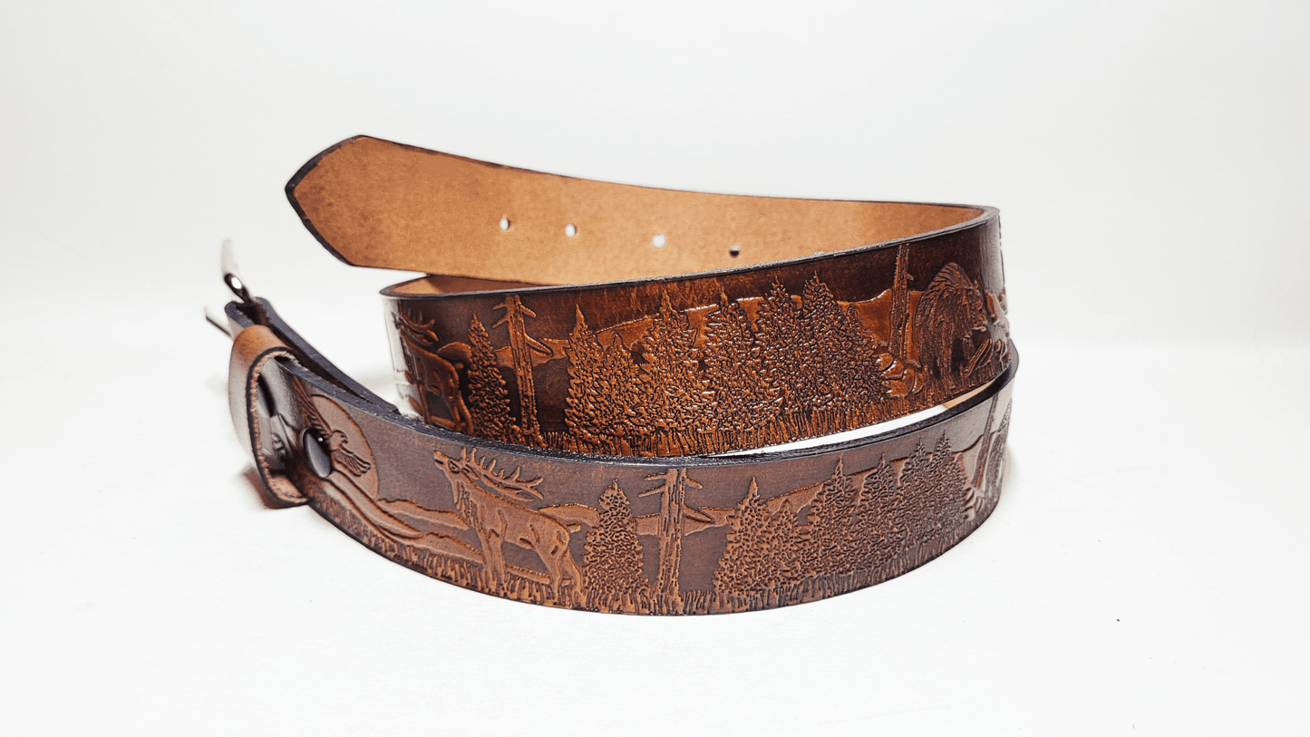 Handmade Embossed Buffalo Leather Belt - Buffalo Artisanal - C-101