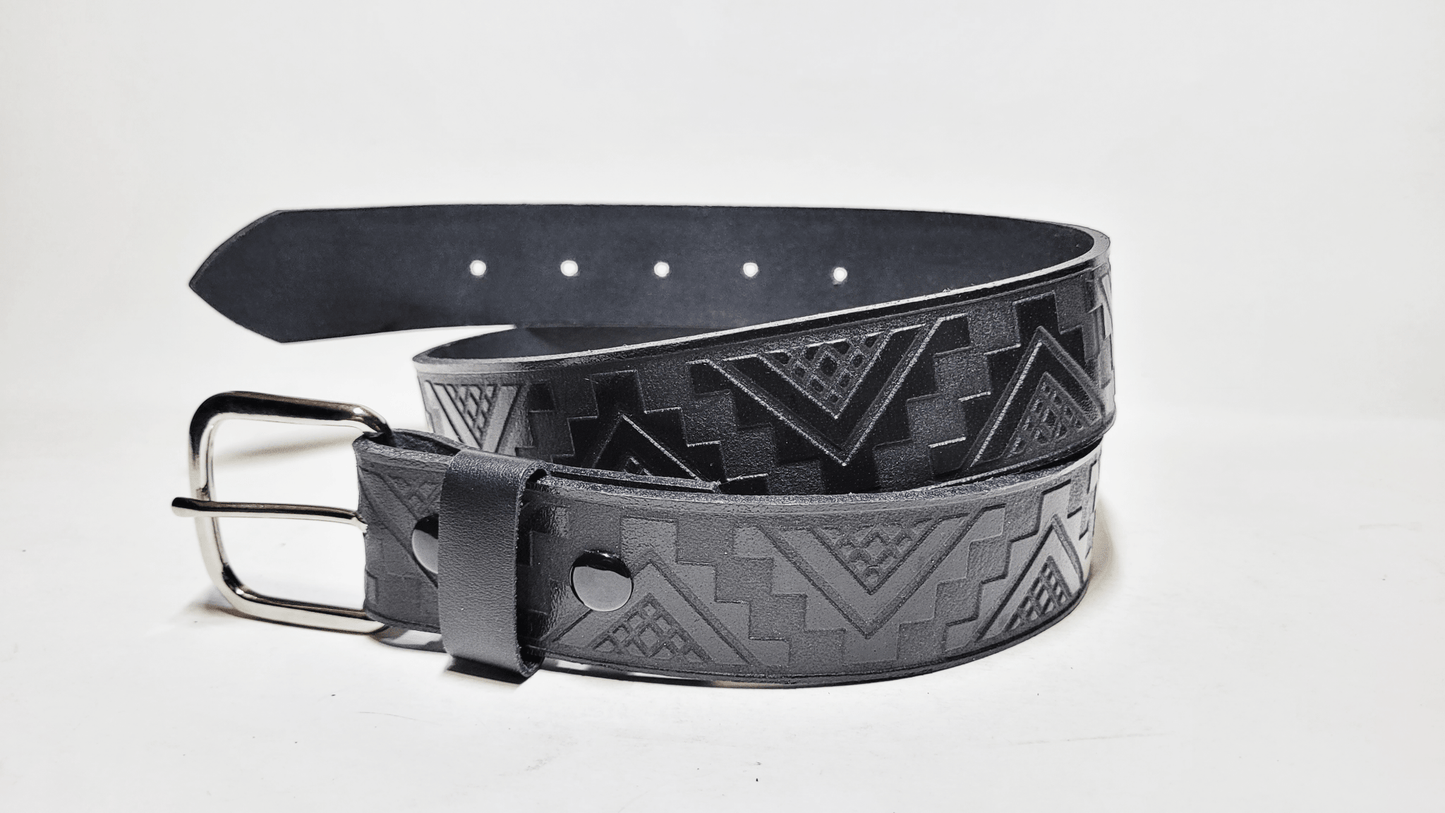 Handmade Embossed Buffalo Leather Belt - Buffalo Artisanal - C-239