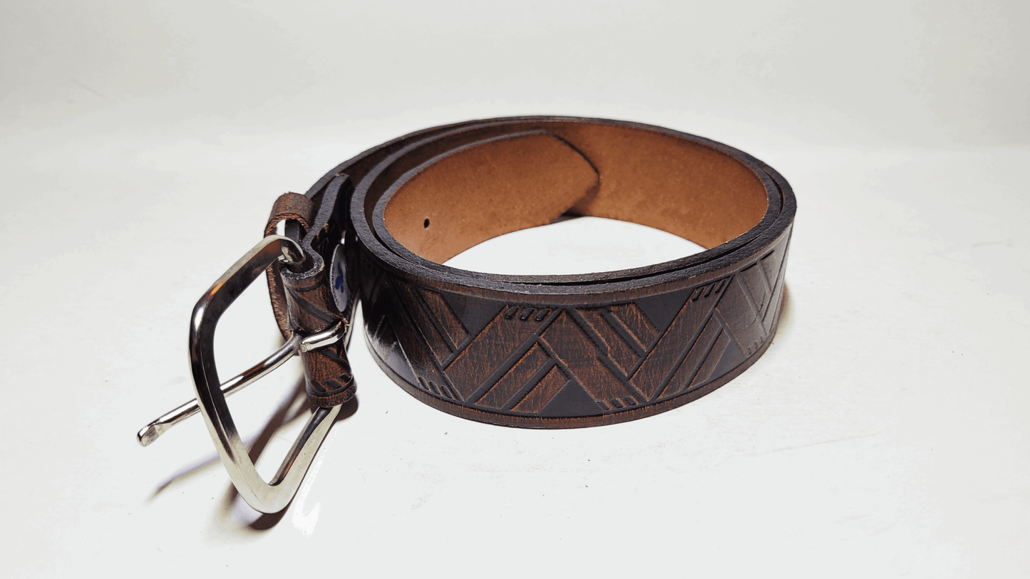 Handmade Embossed Buffalo Leather Belt - Buffalo Artisanal - C-243