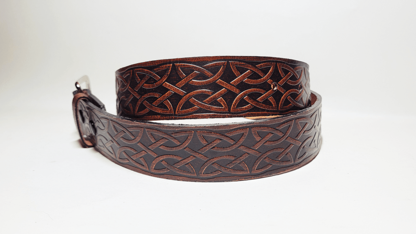 Handmade Embossed Buffalo Leather Belt - Buffalo Artisanal - C-249