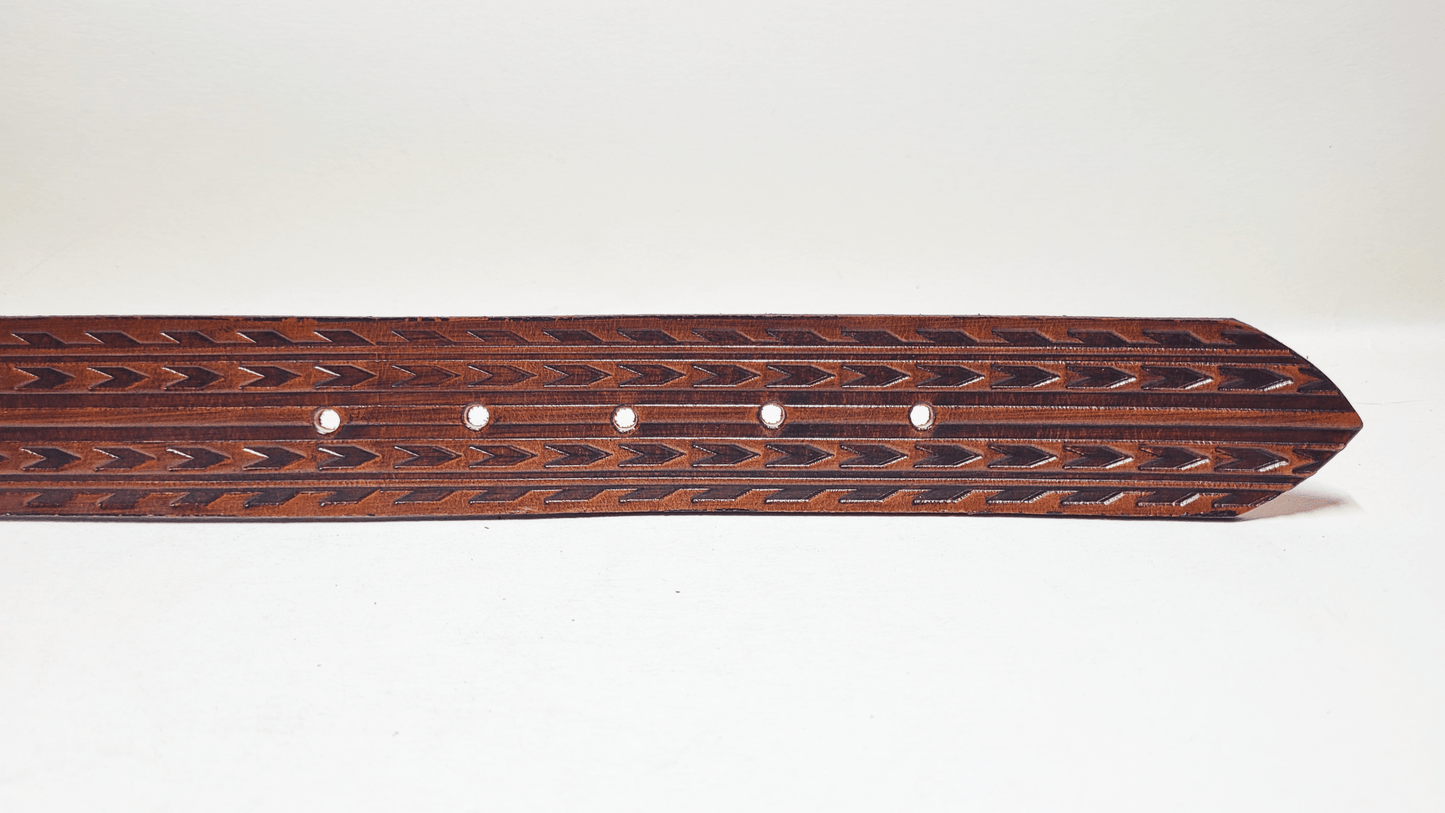 Handmade Embossed Buffalo Leather Belt - Buffalo Artisanal - C-258