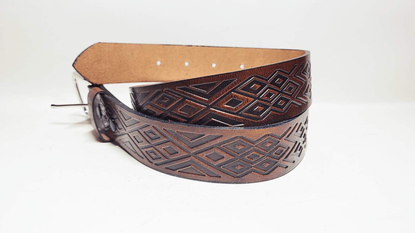 Handmade Embossed Buffalo Leather Belt - Buffalo Artisanal - C-255