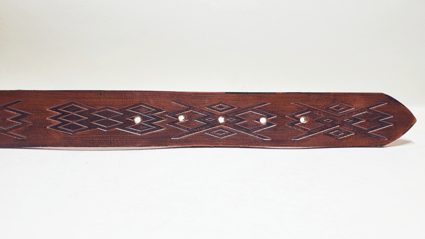 Handmade Embossed Buffalo Leather Belt - Buffalo Artisanal - C-260