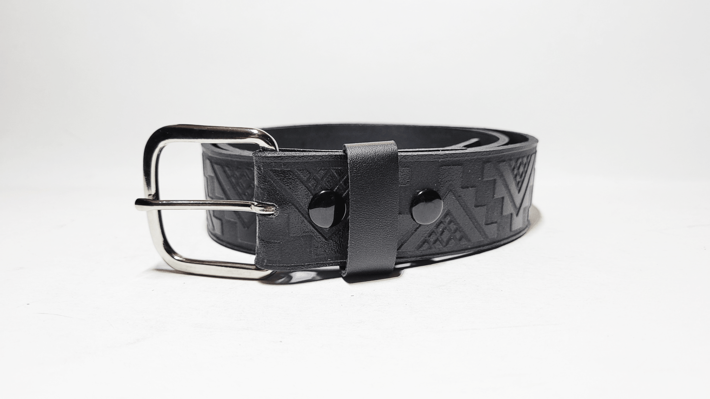 Handmade Embossed Buffalo Leather Belt - Buffalo Artisanal - C-239