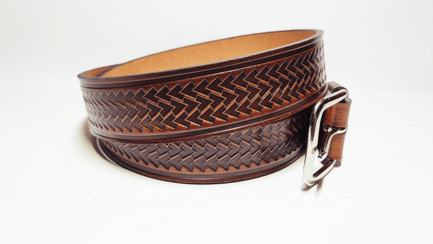 Handmade Embossed Buffalo Leather Belt - Buffalo Artisanal - C-253