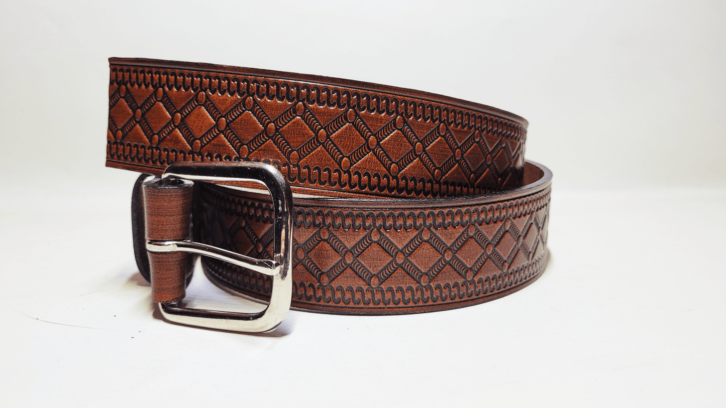 Handmade Embossed Buffalo Leather Belt - Buffalo Artisanal - C-236
