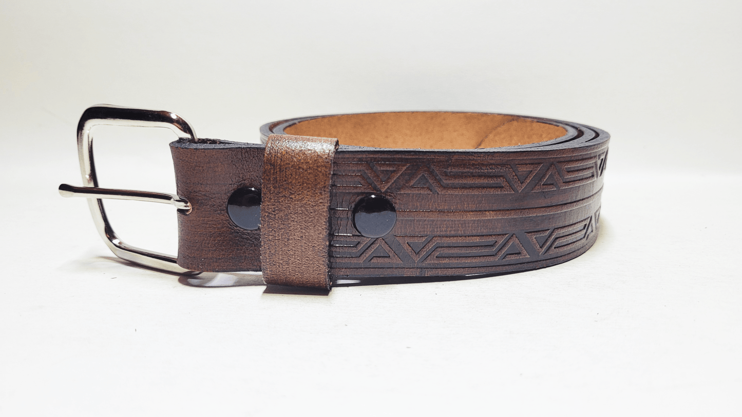 Handmade Embossed Buffalo Leather Belt - Buffalo Artisanal - C-263
