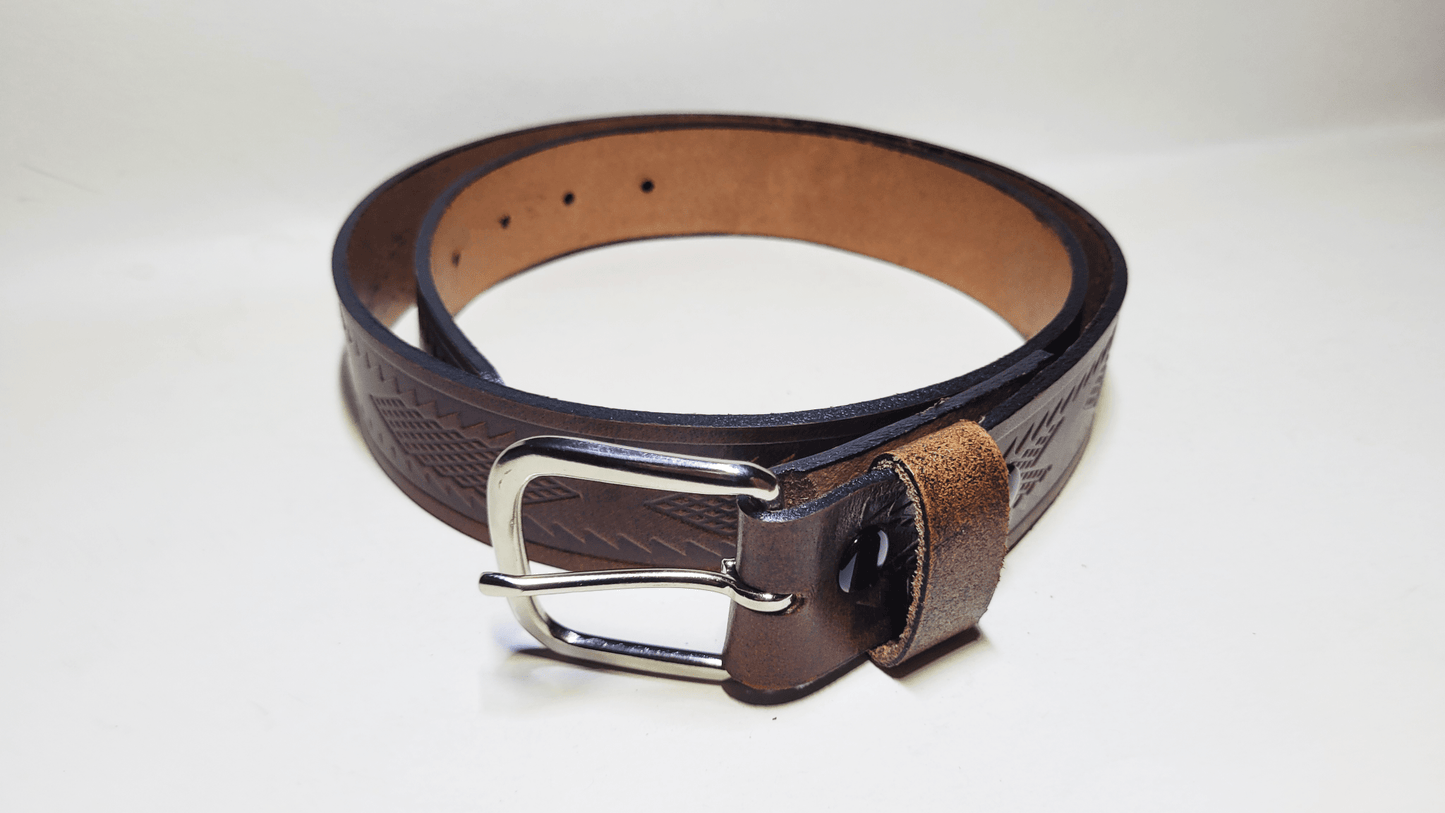 Handmade Embossed Buffalo Leather Belt - Buffalo Artisanal - C-154black