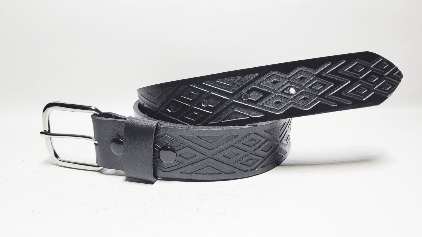 Handmade Embossed Buffalo Leather Belt - Buffalo Artisanal - C-255