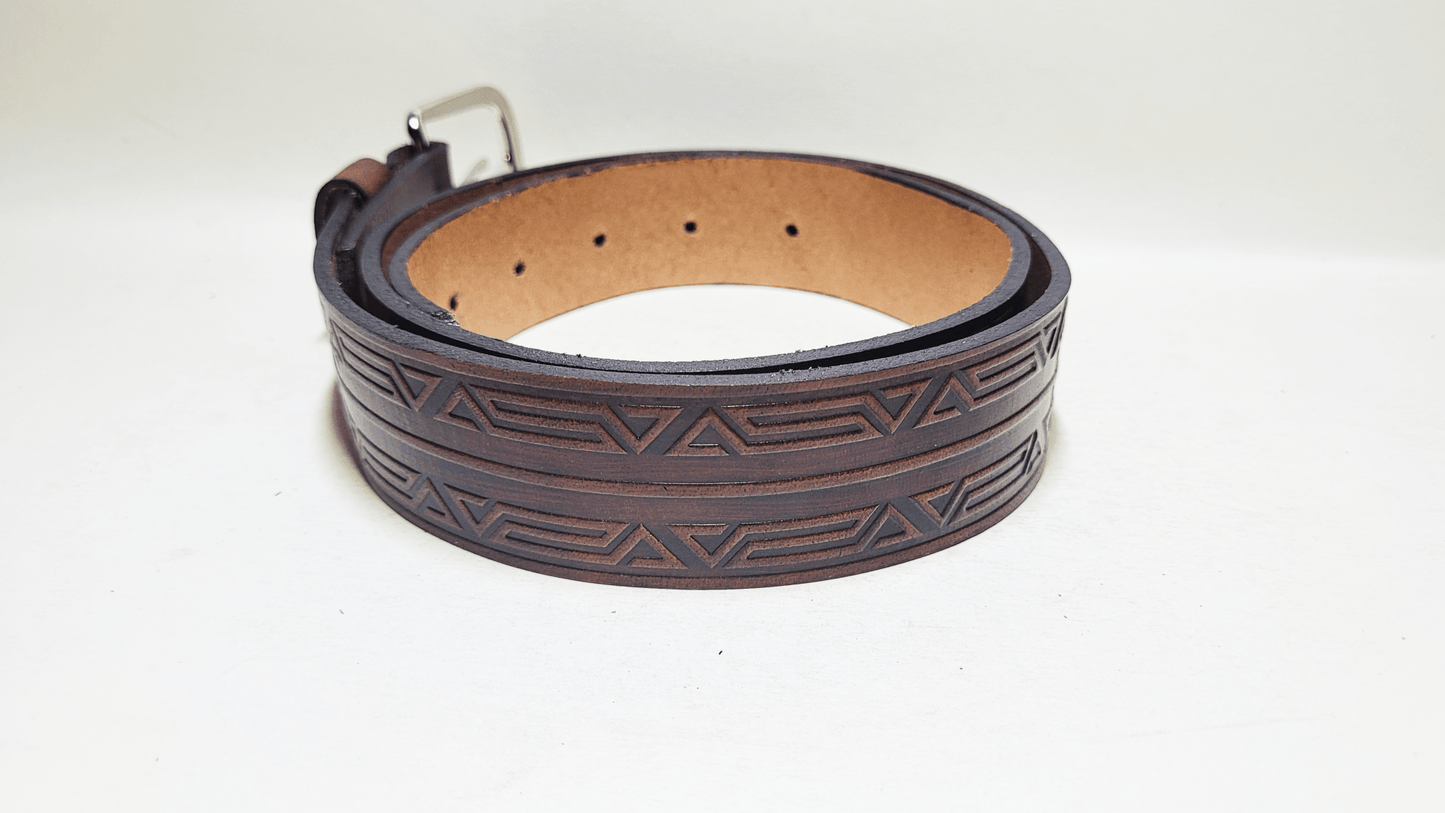 Handmade Embossed Buffalo Leather Belt - Buffalo Artisanal - C-263